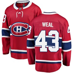 Montreal Canadiens Jordan Weal Official Red Fanatics Branded Breakaway Youth Home NHL Hockey Jersey