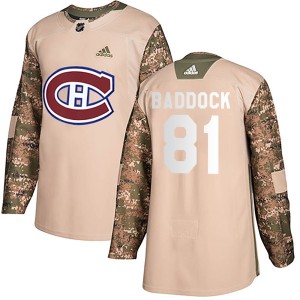 Montreal Canadiens Brandon Baddock Official Camo Adidas Authentic Adult Veterans Day Practice NHL Hockey Jersey