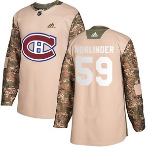 Montreal Canadiens Mattias Norlinder Official Camo Adidas Authentic Adult Veterans Day Practice NHL Hockey Jersey