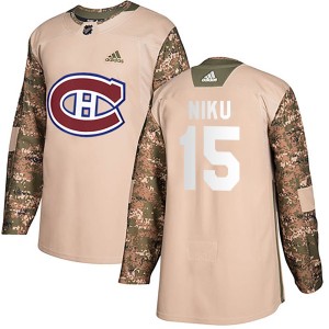 Montreal Canadiens Sami Niku Official Camo Adidas Authentic Youth Veterans Day Practice NHL Hockey Jersey