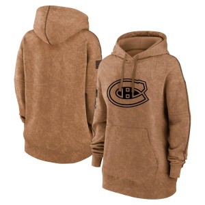 Montreal Canadiens Official Brown Women's 2023 Salute to Service Pullover Hoodie