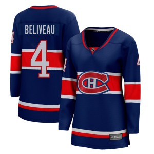 Montreal Canadiens Jean Beliveau Official Blue Fanatics Branded Breakaway Women's 2020/21 Special Edition NHL Hockey Jersey