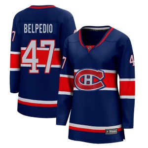 Montreal Canadiens Louie Belpedio Official Blue Fanatics Branded Breakaway Women's 2020/21 Special Edition NHL Hockey Jersey