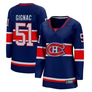 Montreal Canadiens Brandon Gignac Official Blue Fanatics Branded Breakaway Women's 2020/21 Special Edition NHL Hockey Jersey