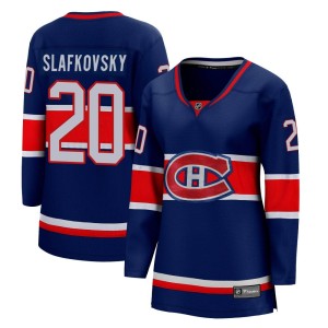 Montreal Canadiens Juraj Slafkovsky Official Blue Fanatics Branded Breakaway Women's 2020/21 Special Edition NHL Hockey Jersey