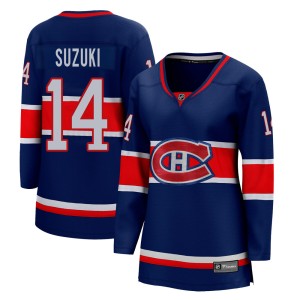 Montreal Canadiens Nick Suzuki Official Blue Fanatics Branded Breakaway Women's 2020/21 Special Edition NHL Hockey Jersey