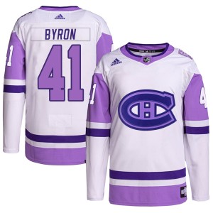 Montreal Canadiens Paul Byron Official White/Purple Adidas Authentic Adult Hockey Fights Cancer Primegreen NHL Hockey Jersey
