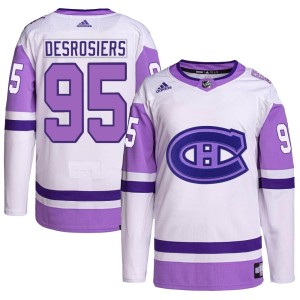 Montreal Canadiens Philippe Desrosiers Official White/Purple Adidas Authentic Adult Hockey Fights Cancer Primegreen NHL Hockey Jersey