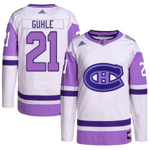 Montreal Canadiens Kaiden Guhle Official White/Purple Adidas Authentic Adult Hockey Fights Cancer Primegreen NHL Hockey Jersey