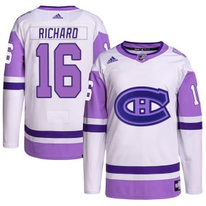 Montreal Canadiens Henri Richard Official White/Purple Adidas Authentic Adult Hockey Fights Cancer Primegreen NHL Hockey Jersey