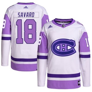 Montreal Canadiens Serge Savard Official White/Purple Adidas Authentic Adult Hockey Fights Cancer Primegreen NHL Hockey Jersey