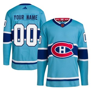 Montreal Canadiens Custom Official Light Blue Adidas Authentic Youth Custom Reverse Retro 2.0 NHL Hockey Jersey