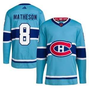 Montreal Canadiens Mike Matheson Official Light Blue Adidas Authentic Youth Reverse Retro 2.0 NHL Hockey Jersey