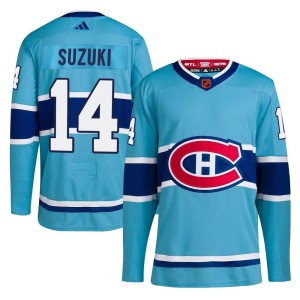 Montreal Canadiens Nick Suzuki Official Light Blue Adidas Authentic Youth Reverse Retro 2.0 NHL Hockey Jersey