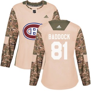Montreal Canadiens Brandon Baddock Official Camo Adidas Authentic Women's Veterans Day Practice NHL Hockey Jersey
