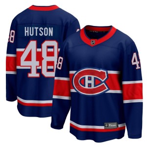 Montreal Canadiens Lane Hutson Official Blue Fanatics Branded Breakaway Adult 2020/21 Special Edition NHL Hockey Jersey