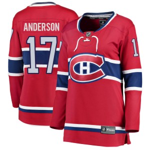 Montreal Canadiens Josh Anderson Official Red Fanatics Branded Breakaway Women's Home NHL Hockey Jersey