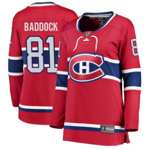 Montreal Canadiens Brandon Baddock Official Red Fanatics Branded Breakaway Women's Home NHL Hockey Jersey