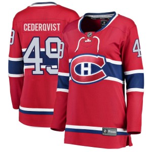 Montreal Canadiens Filip Cederqvist Official Red Fanatics Branded Breakaway Women's Home NHL Hockey Jersey