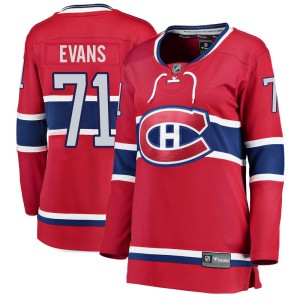 Montreal Canadiens Jake Evans Official Red Fanatics Branded Breakaway Women's Home NHL Hockey Jersey