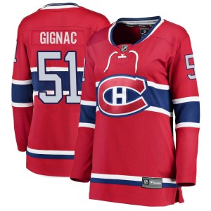 Montreal Canadiens Brandon Gignac Official Red Fanatics Branded Breakaway Women's Home NHL Hockey Jersey
