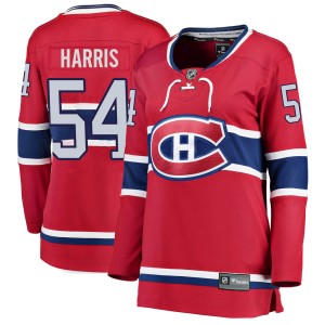 Montreal Canadiens Jordan Harris Official Red Fanatics Branded Breakaway Women's Home NHL Hockey Jersey