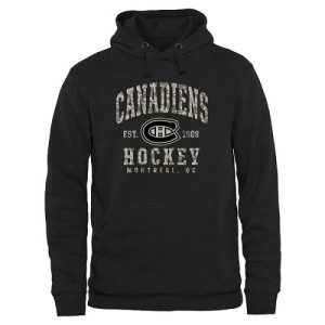 Montreal Canadiens Official Black Adult Camo Stack Pullover Hoodie
