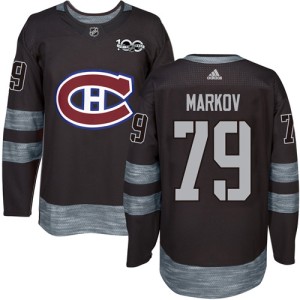 Montreal Canadiens Andrei Markov Official Black Adidas Authentic Adult 1917-2017 100th Anniversary NHL Hockey Jersey