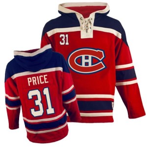 Montreal Canadiens Carey Price Official Red Authentic Youth Old Time Hockey Sawyer Hooded Sweatshirt