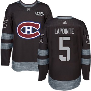 Montreal Canadiens Guy Lapointe Official Black Adidas Authentic Adult 1917-2017 100th Anniversary NHL Hockey Jersey