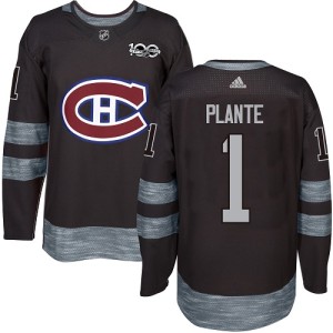 Montreal Canadiens Jacques Plante Official Black Adidas Authentic Adult 1917-2017 100th Anniversary NHL Hockey Jersey