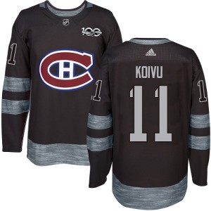 Montreal Canadiens Saku Koivu Official Black Adidas Authentic Adult 1917-2017 100th Anniversary NHL Hockey Jersey