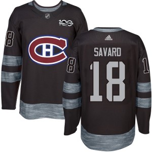 Montreal Canadiens Serge Savard Official Black Adidas Authentic Adult 1917-2017 100th Anniversary NHL Hockey Jersey