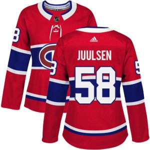 Montreal Canadiens Noah Juulsen Official Red Adidas Authentic Women's Home NHL Hockey Jersey