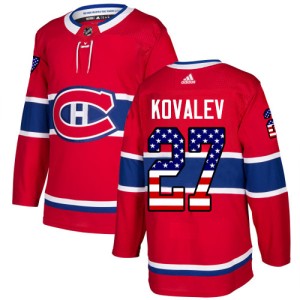 Montreal Canadiens Alexei Kovalev Official Red Adidas Authentic Adult USA Flag Fashion NHL Hockey Jersey
