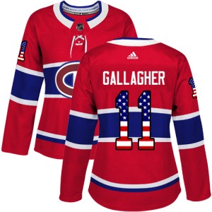 Montreal Canadiens Brendan Gallagher Official Red Adidas Authentic Women's USA Flag Fashion NHL Hockey Jersey