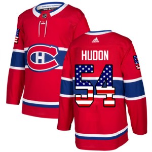 Montreal Canadiens Charles Hudon Official Red Adidas Authentic Youth USA Flag Fashion NHL Hockey Jersey