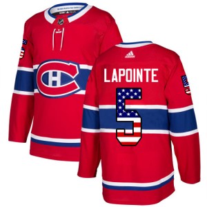 Montreal Canadiens Guy Lapointe Official Red Adidas Authentic Adult USA Flag Fashion NHL Hockey Jersey