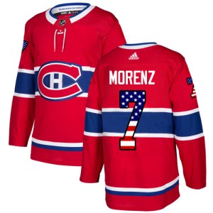 Montreal Canadiens Howie Morenz Official Red Adidas Authentic Adult USA Flag Fashion NHL Hockey Jersey