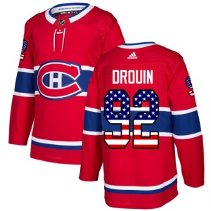 Montreal Canadiens Jonathan Drouin Official Red Adidas Authentic Adult USA Flag Fashion NHL Hockey Jersey