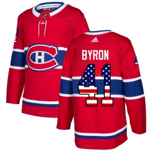 Montreal Canadiens Paul Byron Official Red Adidas Authentic Adult USA Flag Fashion NHL Hockey Jersey