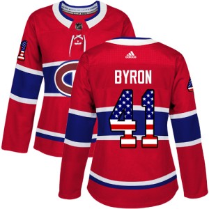 Montreal Canadiens Paul Byron Official Red Adidas Authentic Women's USA Flag Fashion NHL Hockey Jersey