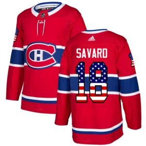 Montreal Canadiens Serge Savard Official Red Adidas Authentic Adult USA Flag Fashion NHL Hockey Jersey