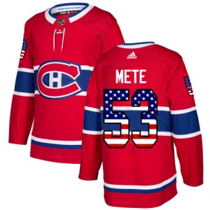 Montreal Canadiens Victor Mete Official Red Adidas Authentic Adult USA Flag Fashion NHL Hockey Jersey