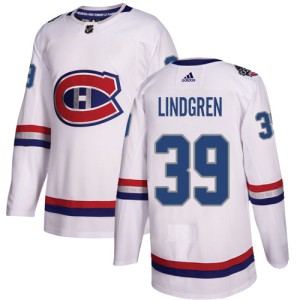 Montreal Canadiens Charlie Lindgren Official White Adidas Authentic Adult 2017 100 Classic NHL Hockey Jersey