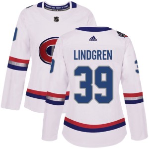 Montreal Canadiens Charlie Lindgren Official White Adidas Authentic Women's 2017 100 Classic NHL Hockey Jersey